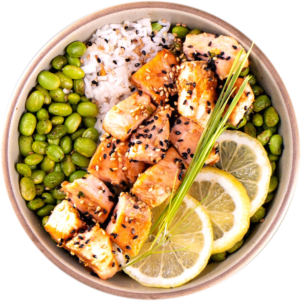 Sesame Ginger Salmon With Edamame And Coconut Rice - Innit